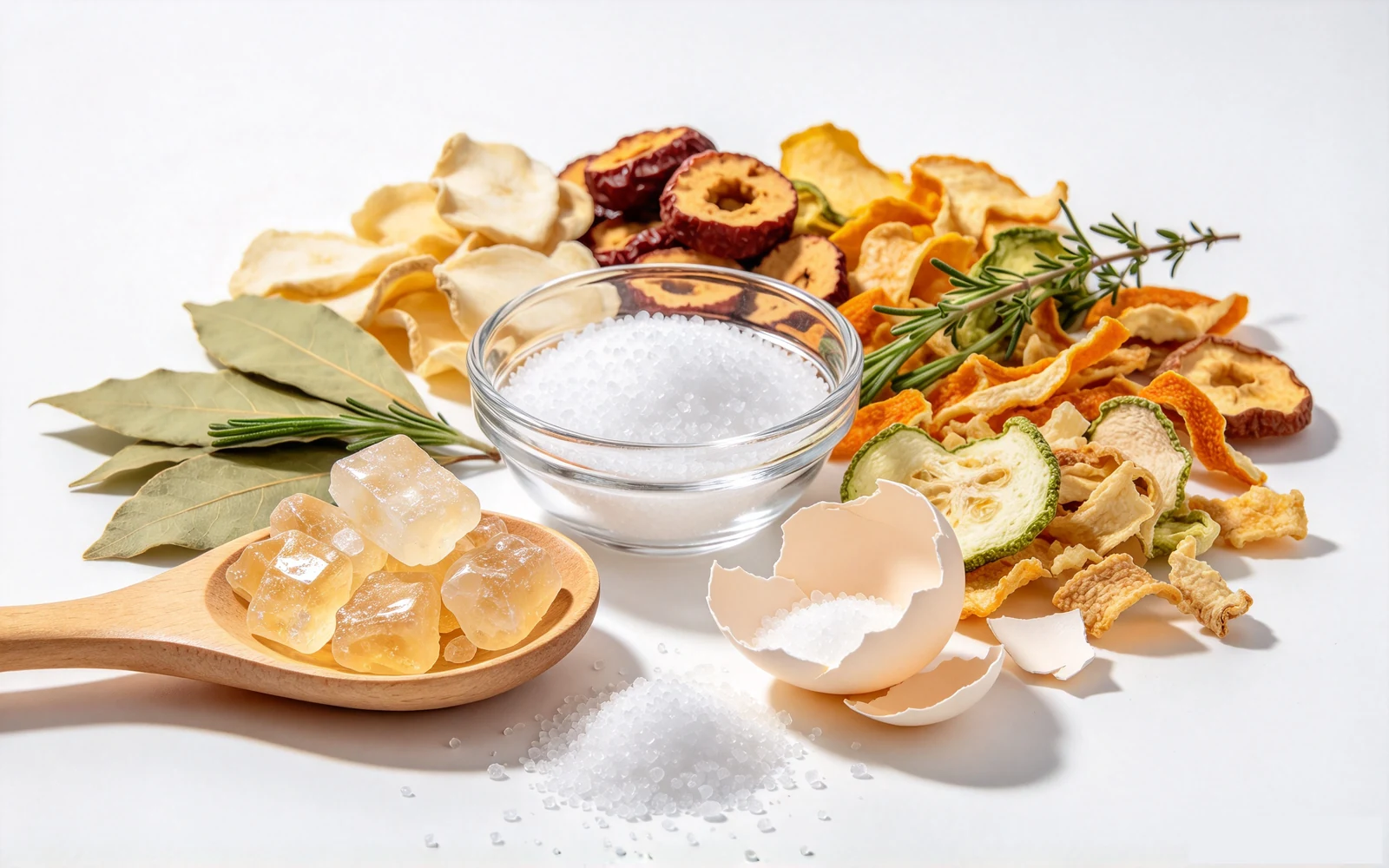Food and natural ingredients for pin mill grinding: sugar, salt, eggshells, dehydrated vegetables and dried fruits