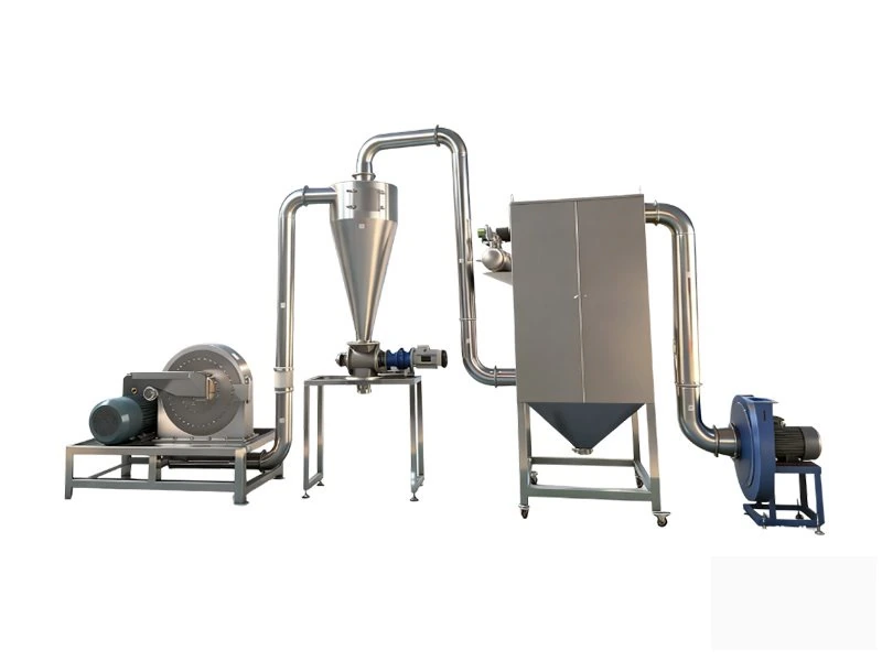 Cyclone separator and dust collection system connected to an industrial pepper grinding mill