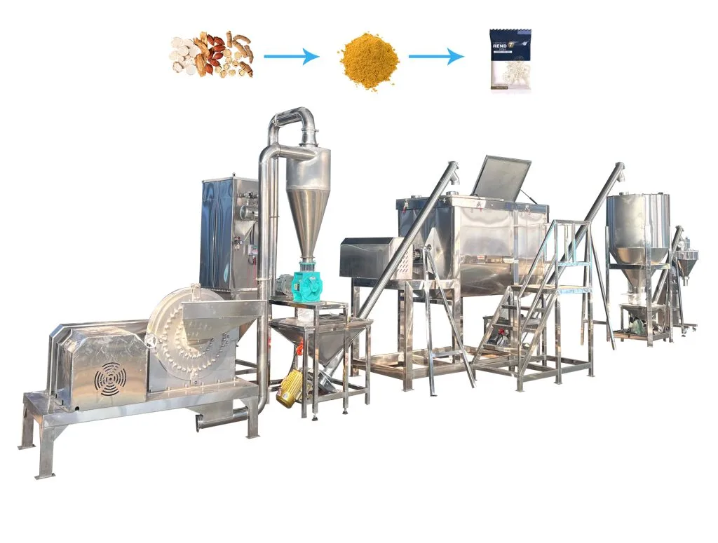 Línea higiénica de molienda y mezcla para alimentos